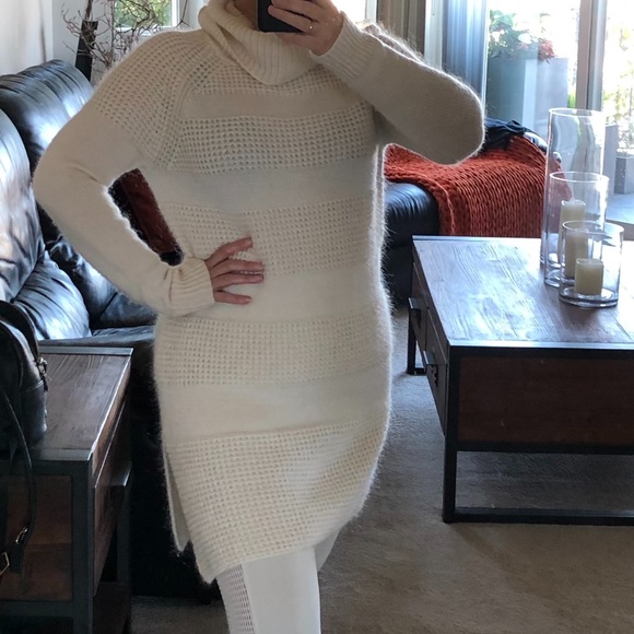 Intermix wool/mohair ivory mixed knit/chunky knit sweater dress/tunic Sz S - Picture 2 of 5